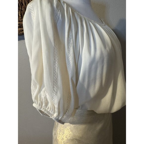 Alex Marie A Line Skirt 14 Gold Cream Stretch Washable Midi Flowy Shimmer - Picture 7 of 16
